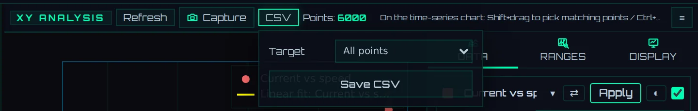 The small CSV save window
