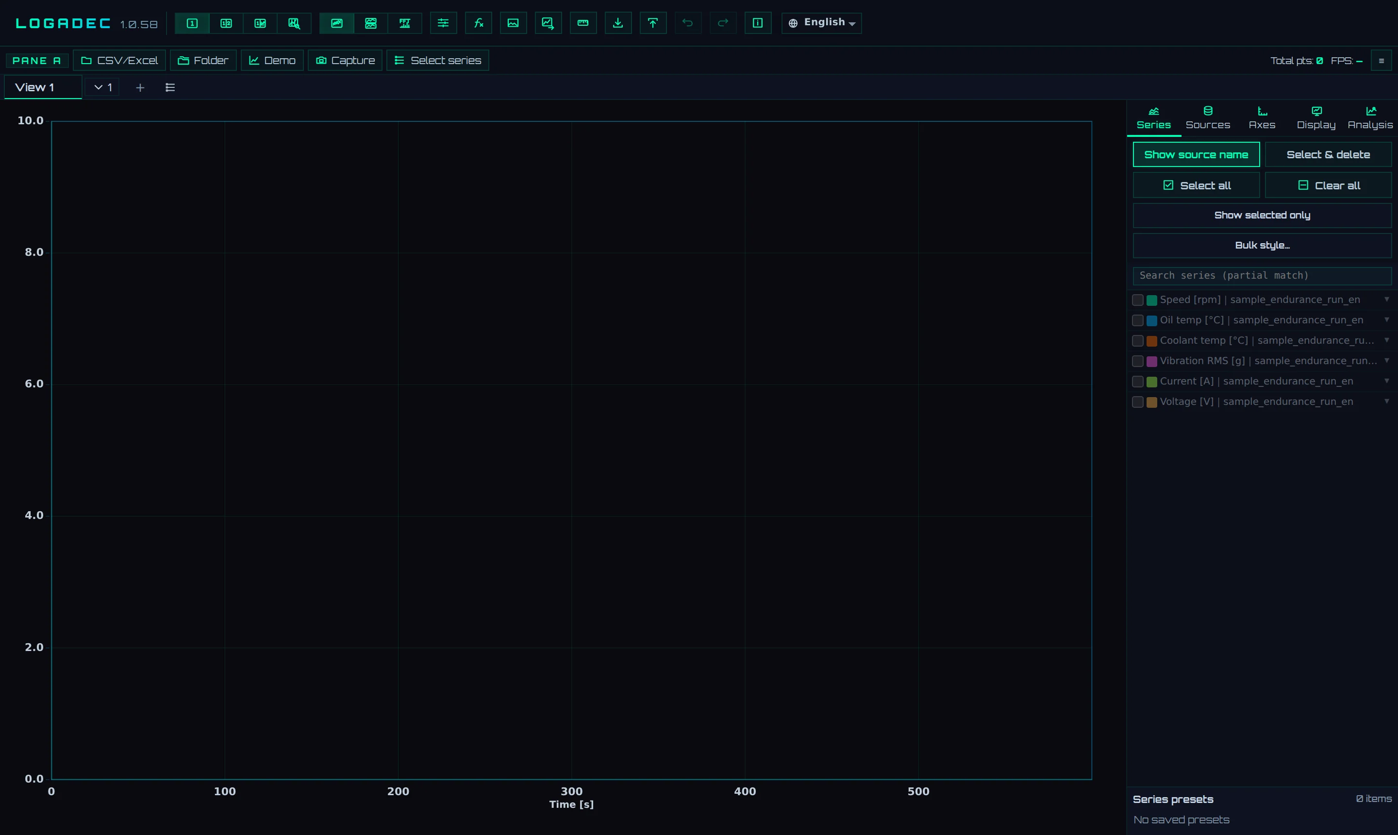 Right after loading (no series displayed yet)